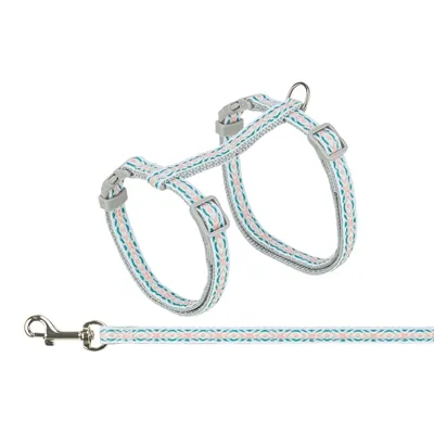 TRIXIE KATTENTUIGJE MET RIEM RETRO MOTIEF GRIJS / BLAUW 28-45X1 CM TRIXIE KATTENTUIGJE MET RIEM RETRO MOTIEF GRIJS / BLAUW 28-45X1 CM