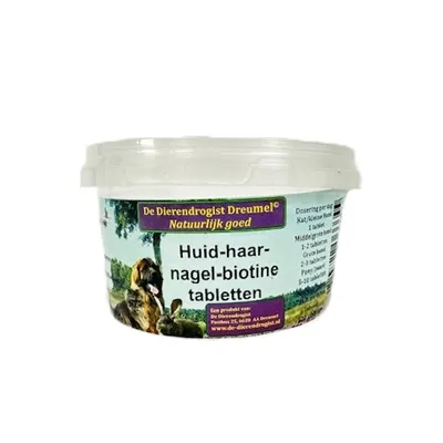 DIERENDROGIST HUID-HAAR-NAGEL-BIOTINE TABLETTEN 100 STUKS DIERENDROGIST HUID-HAAR-NAGEL-BIOTINE TABLETTEN 100 STUKS