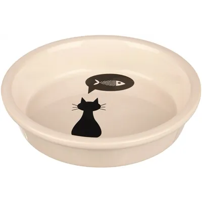 TRIXIE VOERBAK KERAMIEK WIT MET SILHOUETTE KAT 250 ML 13 CM TRIXIE VOERBAK KERAMIEK WIT MET SILHOUETTE KAT 250 ML 13 CM
