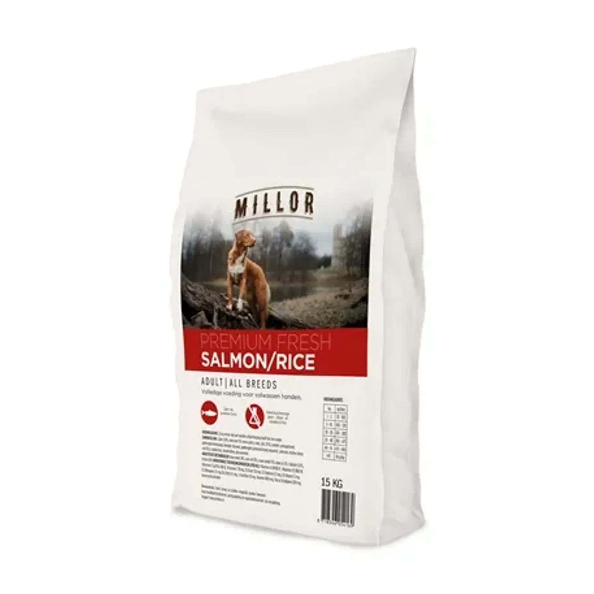 MILLOR PREMIUM EXTRUDED FRESH ADULT SALMON / RICE 15 KG