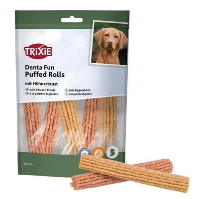 TRIXIE DENTA FUN PUFFED ROLLS MET KIPPENBORST 100 GR TRIXIE DENTA FUN PUFFED ROLLS MET KIPPENBORST 100 GR