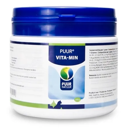 PUUR NATUUR VITA-MIN (VITAMINEN EN MINERALEN) HOND EN KAT 250 GR PUUR NATUUR VITA-MIN (VITAMINEN EN MINERALEN) HOND EN KAT 250 GR