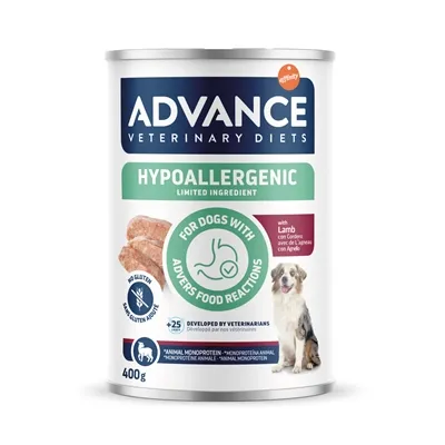 ADVANCE VETERINARY DIET DOG HYPOALLERGENIC LAMB 6X400 GR ADVANCE VETERINARY DIET DOG HYPOALLERGENIC LAMB 6X400 GR