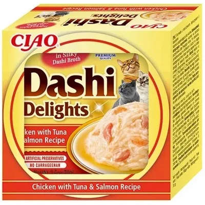 INABA DASHI DELIGHTS CHICKEN WITH TUNA & SALMON RECIPE 70 GR INABA DASHI DELIGHTS CHICKEN WITH TUNA & SALMON RECIPE 70 GR