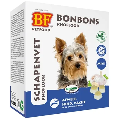 BF PETFOOD SCHAPENVET MINI BONBONS KNOFLOOK 80 ST BF PETFOOD SCHAPENVET MINI BONBONS KNOFLOOK 80 ST