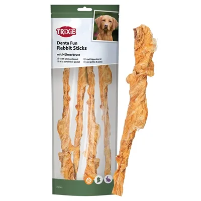 TRIXIE DENTA FUN RABBIT STICKS MET KIPPENBORST 100 GR TRIXIE DENTA FUN RABBIT STICKS MET KIPPENBORST 100 GR