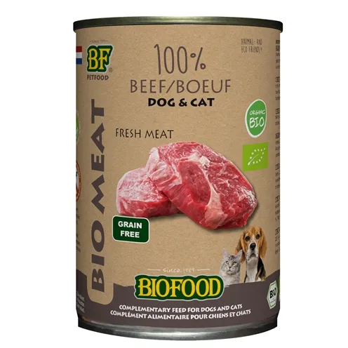 BF PETFOOD ORGANIC HOND 100% RUND BLIK 12X400 GR BF PETFOOD ORGANIC HOND 100% RUND BLIK 12X400 GR