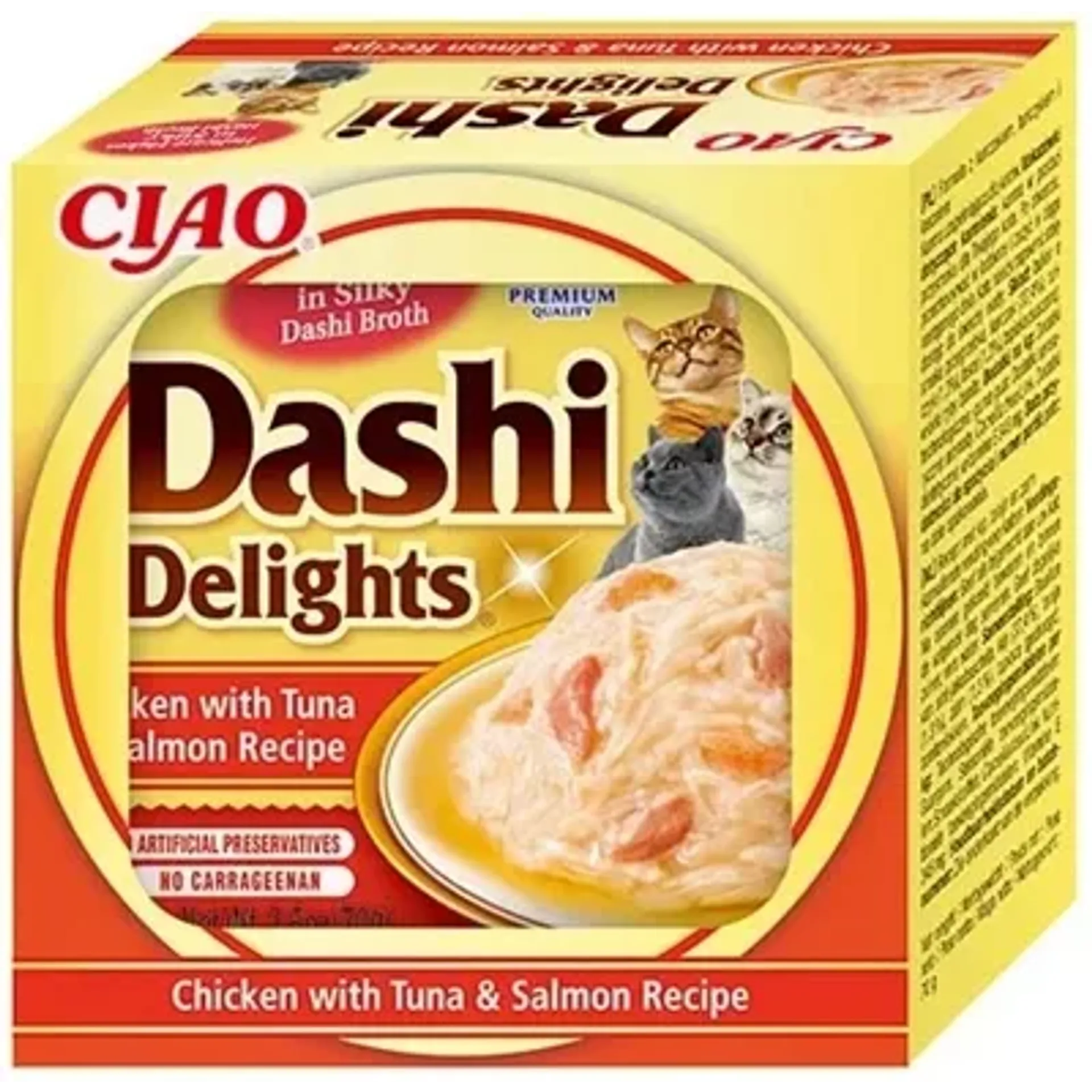 INABA DASHI DELIGHTS CHICKEN WITH TUNA & SALMON RECIPE 70 GR
