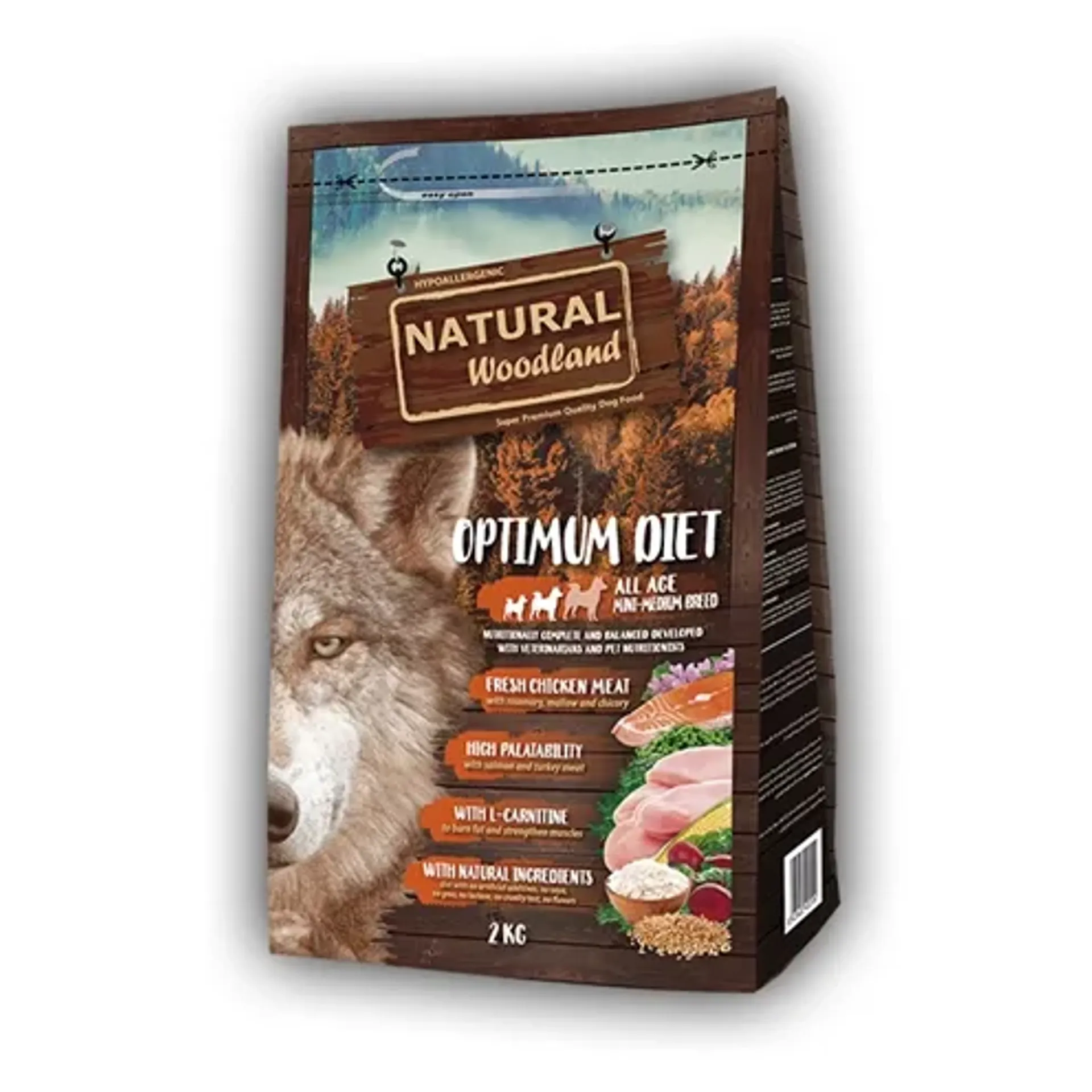 NATURAL WOODLAND OPTIMUM MINI / MEDIUM BREED DIET 2 KG