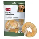 TRIXIE DENTA FUN RABBIT RINGS MET KIPPENBORST 9,5 CM 100 GR TRIXIE DENTA FUN RABBIT RINGS MET KIPPENBORST 9,5 CM 100 GR