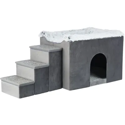 TRIXIE HONDENMAND HUIS HARVEY MET TRAP GRIJS / WIT 119X50X47 CM TRIXIE HONDENMAND HUIS HARVEY MET TRAP GRIJS / WIT 119X50X47 CM