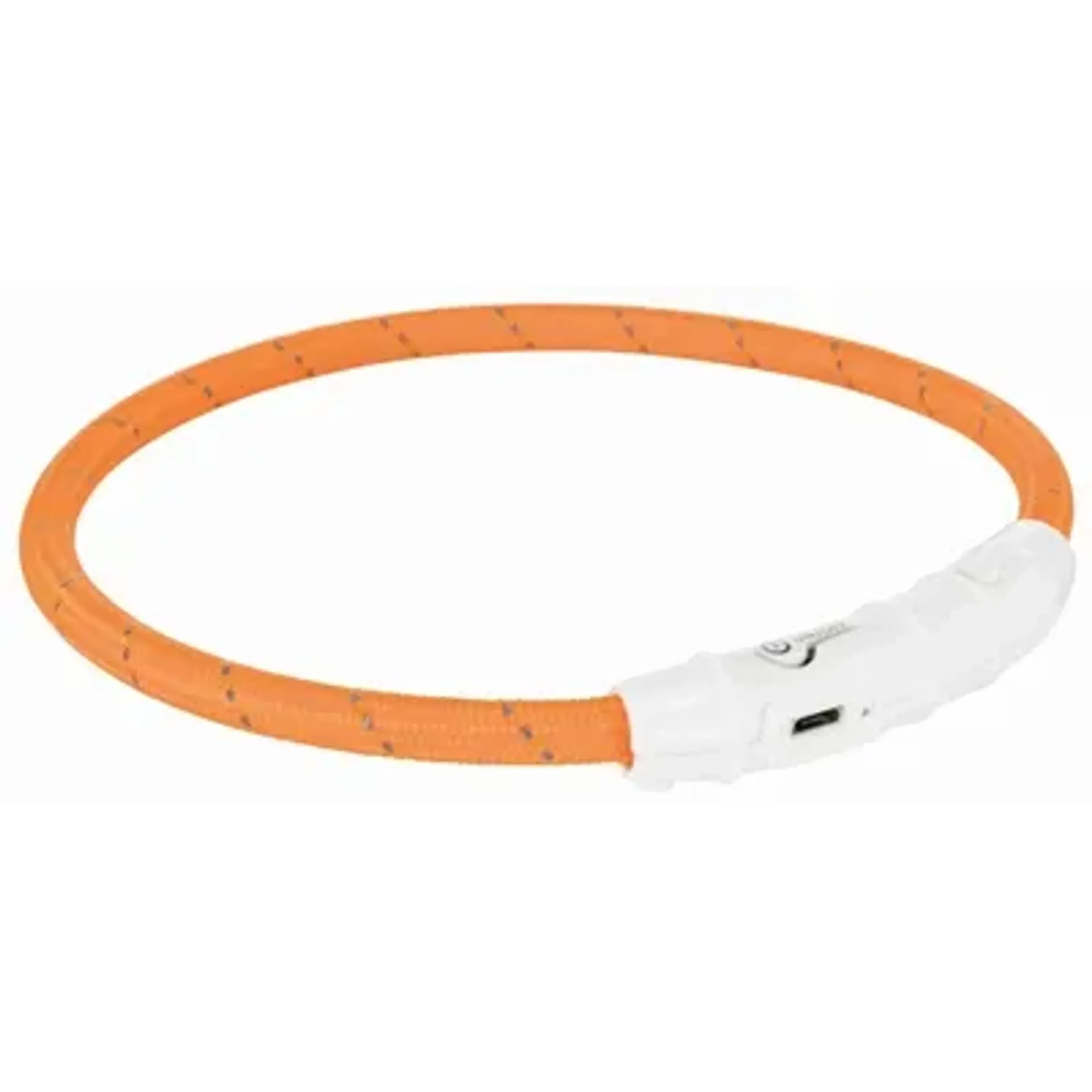 TRIXIE LICHTGEVENDE HALSBAND HOND FLASH USB TPU / NYLON ORANJE 35X0,7 CM