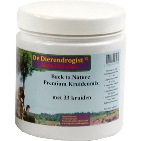 DIERENDROGIST BACK TO NATURE PREMIUM KRUIDENMIX MET 33 KRUIDEN 450 GR DIERENDROGIST BACK TO NATURE PREMIUM KRUIDENMIX MET 33 KRUIDEN 450 GR