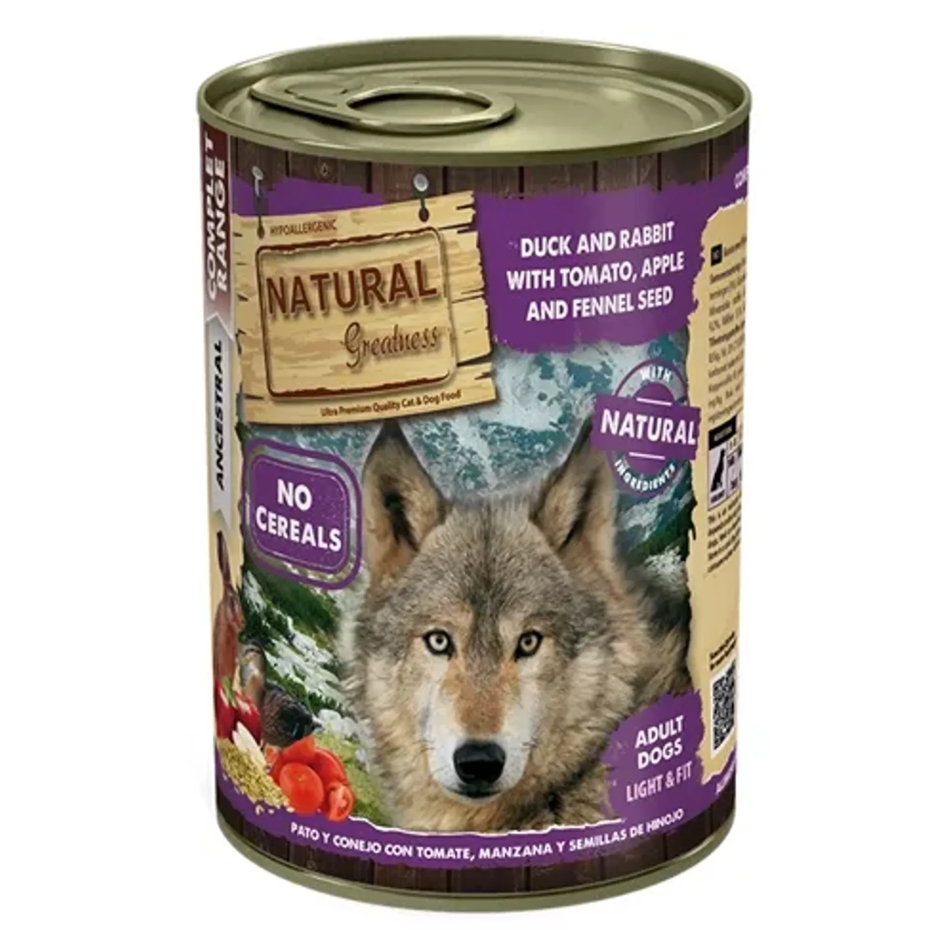 NATURAL GREATNESS DUCK / RABBIT / TOMATO / APPLE / FENNEL SEEDS 400 GR