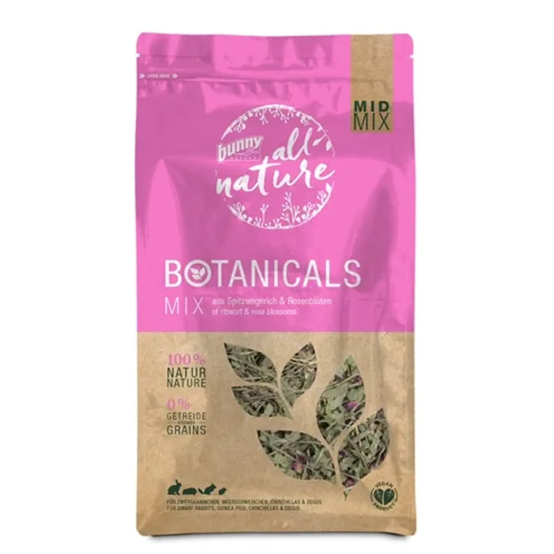 BUNNY NATURE BOTANICALS MIDI MIX SMALLE WEEGBREE / ROZENBLOESEM 120 GR