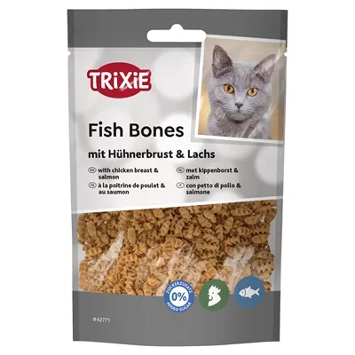 TRIXIE FISH BONES MET KIPPENBORST EN ZALM 50 GR TRIXIE FISH BONES MET KIPPENBORST EN ZALM 50 GR