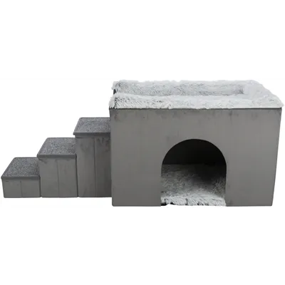 TRIXIE HONDENMAND HUIS HARVEY MET TRAP GRIJS / WIT 154X60X60 CM TRIXIE HONDENMAND HUIS HARVEY MET TRAP GRIJS / WIT 154X60X60 CM