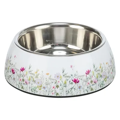 TRIXIE VOERBAK / DRINKBAK BLOEMMOTIEF RVS WIT / MEERKLEURIG 22X22X7,5 CM TRIXIE VOERBAK / DRINKBAK BLOEMMOTIEF RVS WIT / MEERKLEURIG 22X22X7,5 CM