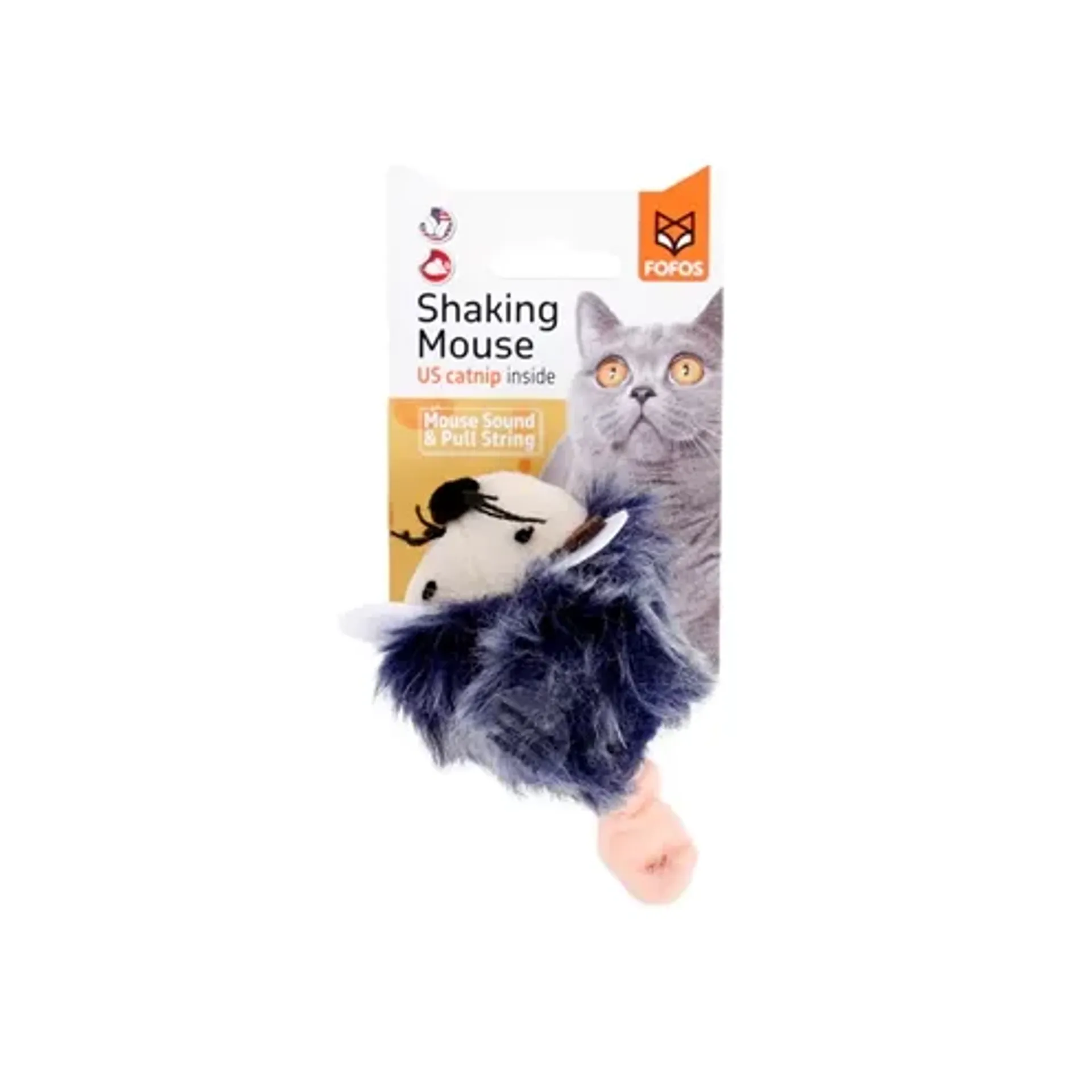 FOFOS SHAKING MUIS MET GELUID GRIJS 12X6X6 CM