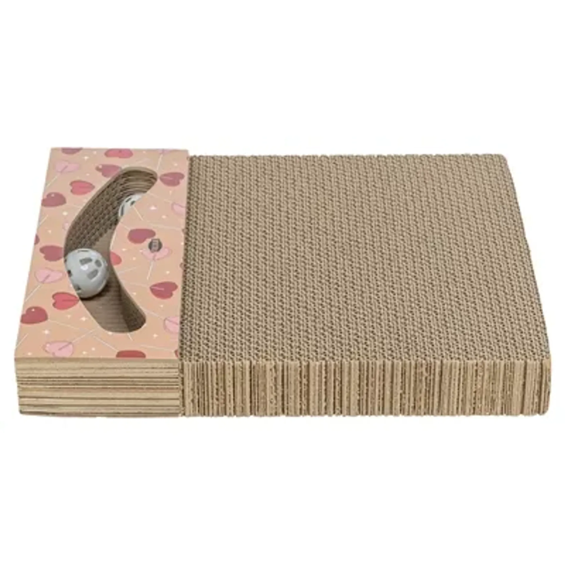 TRIXIE KRABPLANK HARTJES MET BALLEN RECHTHOEKIG KARTON ABRIKOOS 38X30X5 CM