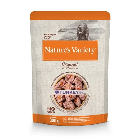 NATURES VARIETY ORIGINAL ADULT MEDIUM / MAXI POUCH TURKEY NO GRAIN 300 GR NATURES VARIETY ORIGINAL ADULT MEDIUM / MAXI POUCH TURKEY NO GRAIN 300 GR