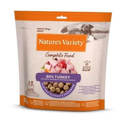 NATURES VARIETY FREEZE DRIED COMPLETE MINI ADULT 1-10 KG TURKEY 120 GR NATURES VARIETY FREEZE DRIED COMPLETE MINI ADULT 1-10 KG TURKEY 120 GR