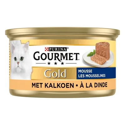 GOURMET GOLD FIJNE MOUSSE KALKOEN 24X85 GR GOURMET GOLD FIJNE MOUSSE KALKOEN 24X85 GR