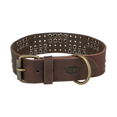 TRIXIE HALSBAND HOND RIVET RUSTIC VETLEER DONKERBRUIN S-M 34-40X3 CM TRIXIE HALSBAND HOND RIVET RUSTIC VETLEER DONKERBRUIN S-M 34-40X3 CM