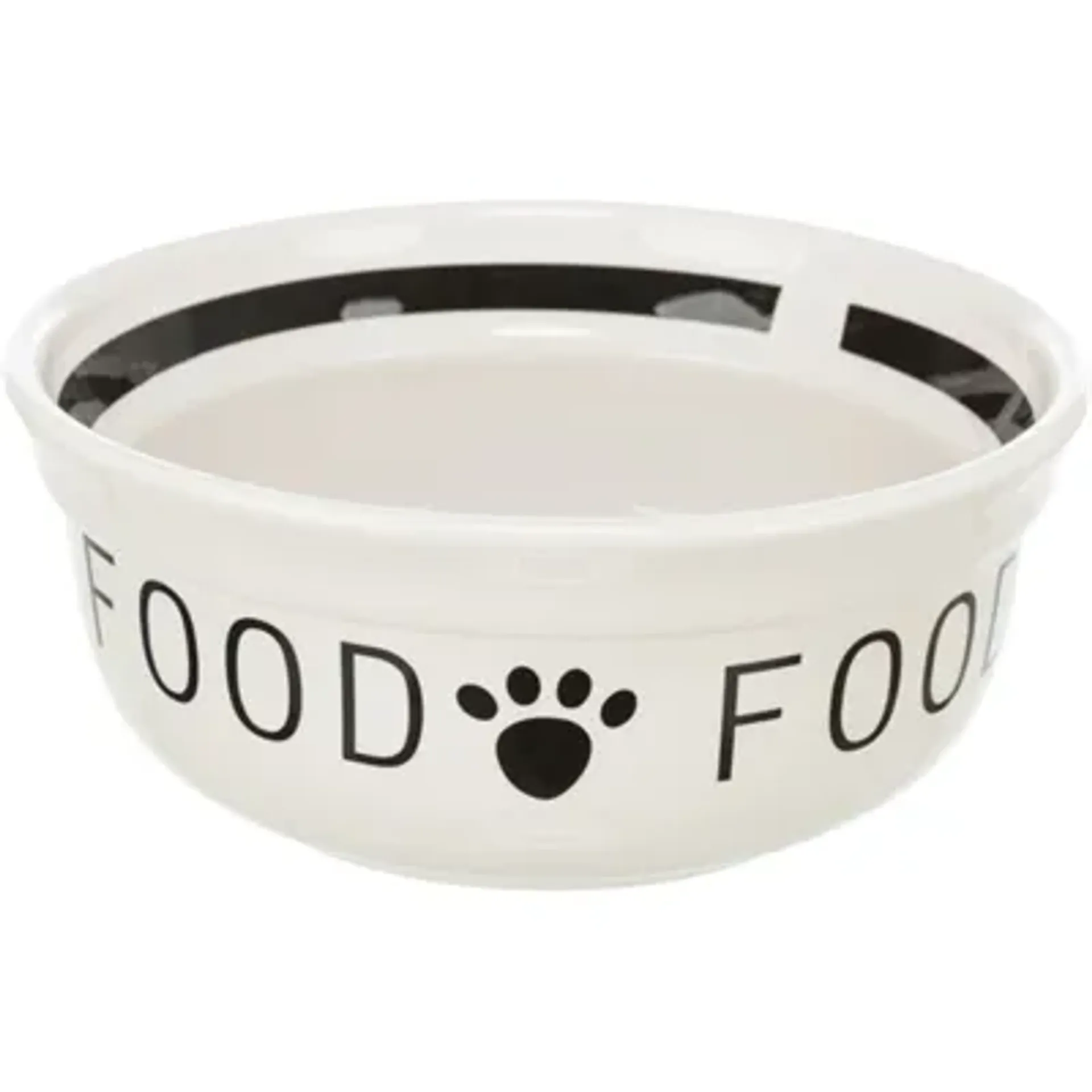 TRIXIE VOERBAK HOND FOOD KERAMIEK WIT / ZWART 1,6 LTR 20 CM