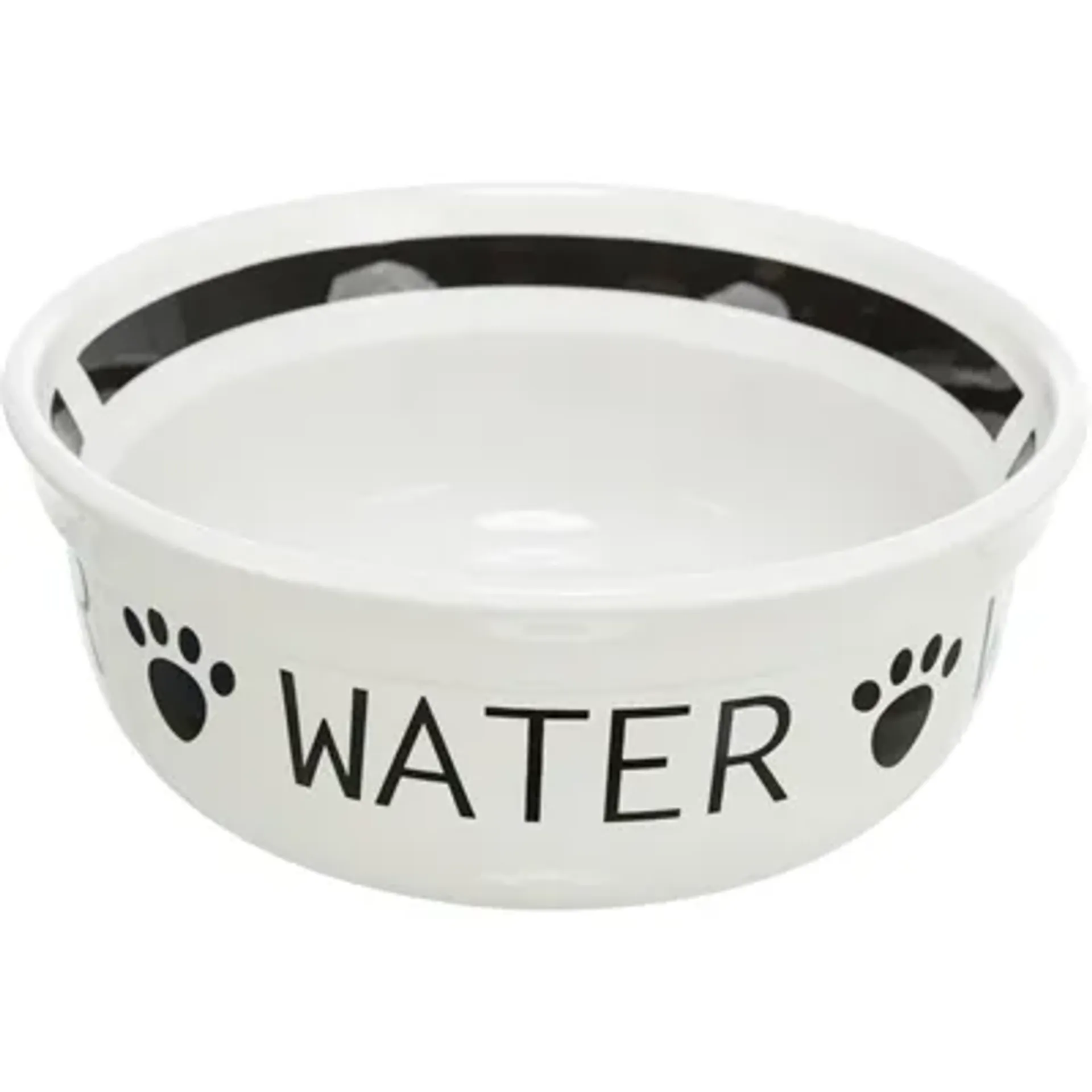 TRIXIE DRINKBAK HOND WATER KERAMIEK WIT / ZWART 600 ML 15 CM