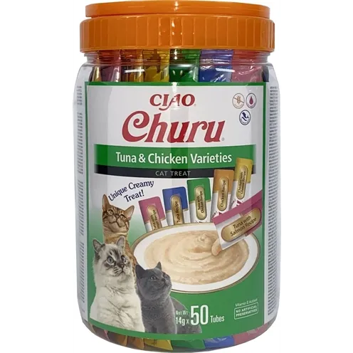 INABA CHURU MULTIPACK TUNA & CHICKEN VARIETIES 50X14 GR INABA CHURU MULTIPACK TUNA & CHICKEN VARIETIES 50X14 GR