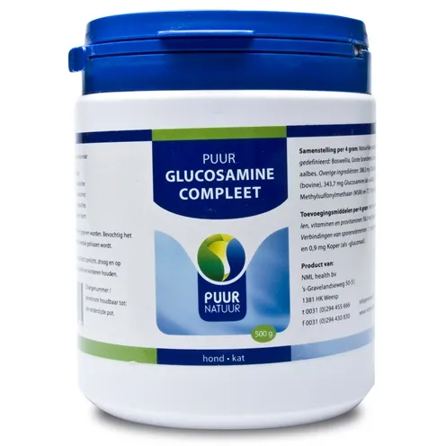 PUUR NATUUR GLUCOSAMINE EXTRA (COMPLEET) VOOR HOND EN KAT 500 GR PUUR NATUUR GLUCOSAMINE EXTRA (COMPLEET) VOOR HOND EN KAT 500 GR