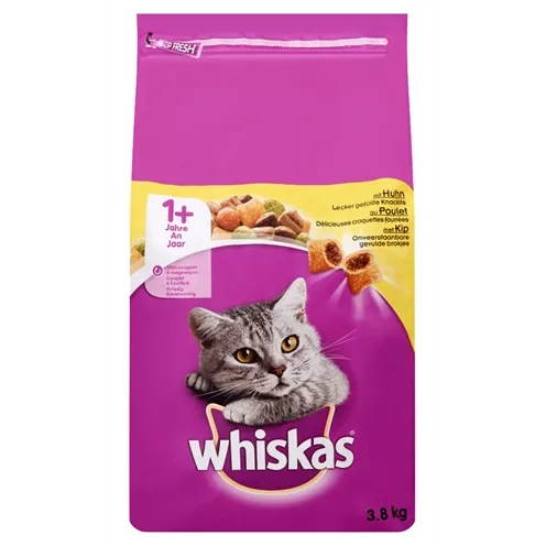 WHISKAS DROOG ADULT KIP 3,8 KG WHISKAS DROOG ADULT KIP 3,8 KG