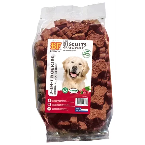 BF PETFOOD 3 IN 1 HONDENKOEKJES MET CRANBERRY 500 GR BF PETFOOD 3 IN 1 HONDENKOEKJES MET CRANBERRY 500 GR