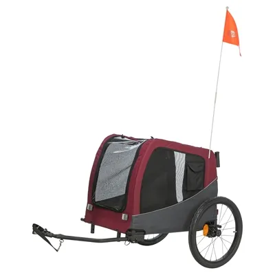 TRIXIE HONDENFIETSKAT GRIJS / ROOD 80/145X75X86 CM TRIXIE HONDENFIETSKAT GRIJS / ROOD 80/145X75X86 CM