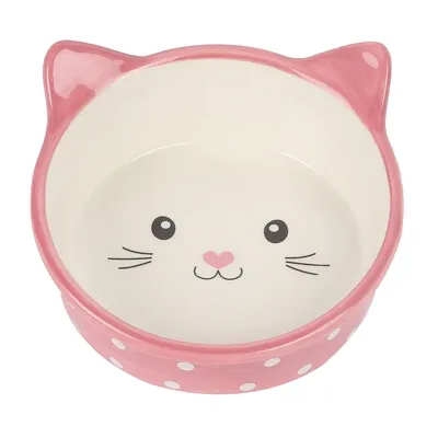 HAPPY PET VOERBAK KAT POLKA ROZE / CREME 300 ML HAPPY PET VOERBAK KAT POLKA ROZE / CREME 300 ML