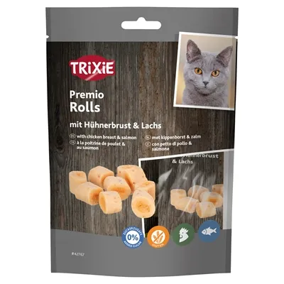 TRIXIE PREMIO ROLLS MET KIPPENBORST EN ZALM 50 GR TRIXIE PREMIO ROLLS MET KIPPENBORST EN ZALM 50 GR