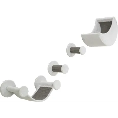 TRIXIE KATTEN KLIMSET VOOR AAN DE MUUR 4 KLIMPLEKKEN WIT / GRIJS 78X30X30 CM TRIXIE KATTEN KLIMSET VOOR AAN DE MUUR 4 KLIMPLEKKEN WIT / GRIJS 78X30X30 CM