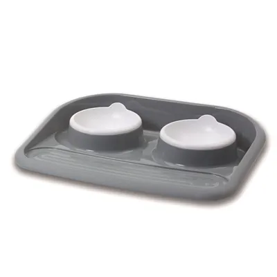 SAVIC BUTLER VOERBAK EN DRINKBAK MET PLATEAU EN ANTISLIP VOETJES 2X300 ML SAVIC BUTLER VOERBAK EN DRINKBAK MET PLATEAU EN ANTISLIP VOETJES 2X300 ML