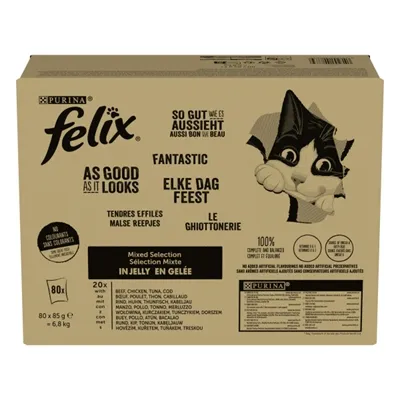 FELIX POUCH ELKE DAG FEEST IN GELEI TONIJN / KABELJAUW / RUND / KIP 80X85 GR FELIX POUCH ELKE DAG FEEST IN GELEI TONIJN / KABELJAUW / RUND / KIP 80X85 GR