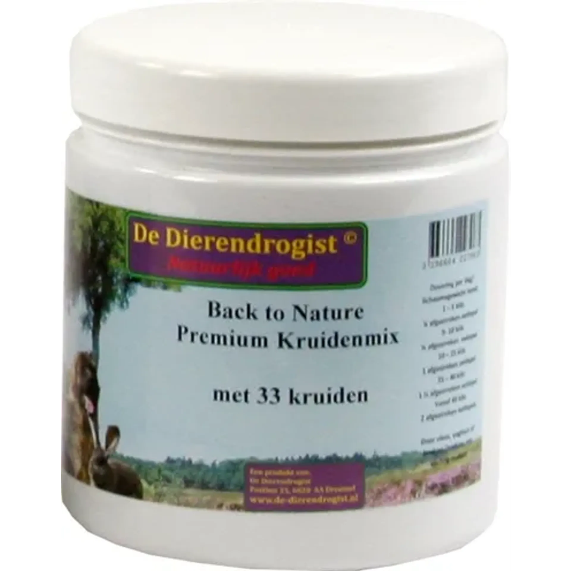 DIERENDROGIST BACK TO NATURE PREMIUM KRUIDENMIX MET 33 KRUIDEN 450 GR