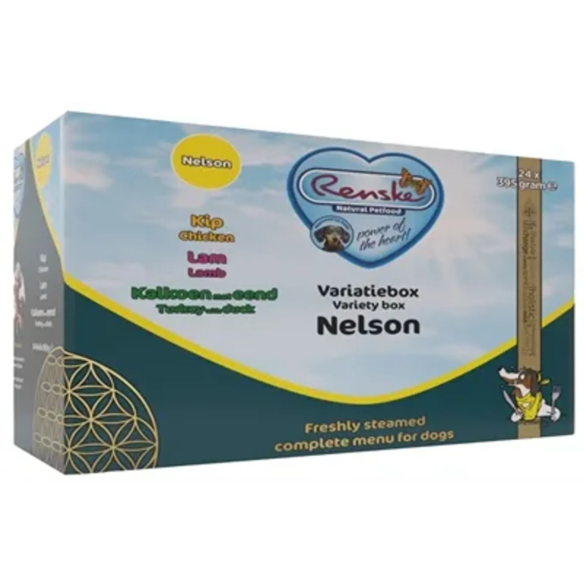 RENSKE VERS VLEES VARIATIEBOX NELSON KIP / LAM / KALKOEN EN EEND 24X395 GR