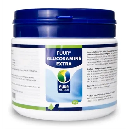 PUUR NATUUR GLUCOSAMINE EXTRA (COMPLEET) VOOR HOND EN KAT 250 GR PUUR NATUUR GLUCOSAMINE EXTRA (COMPLEET) VOOR HOND EN KAT 250 GR