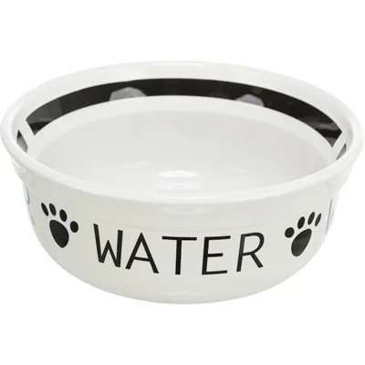 TRIXIE DRINKBAK HOND WATER KERAMIEK WIT / ZWART 2,6 LTR 25 CM TRIXIE DRINKBAK HOND WATER KERAMIEK WIT / ZWART 2,6 LTR 25 CM