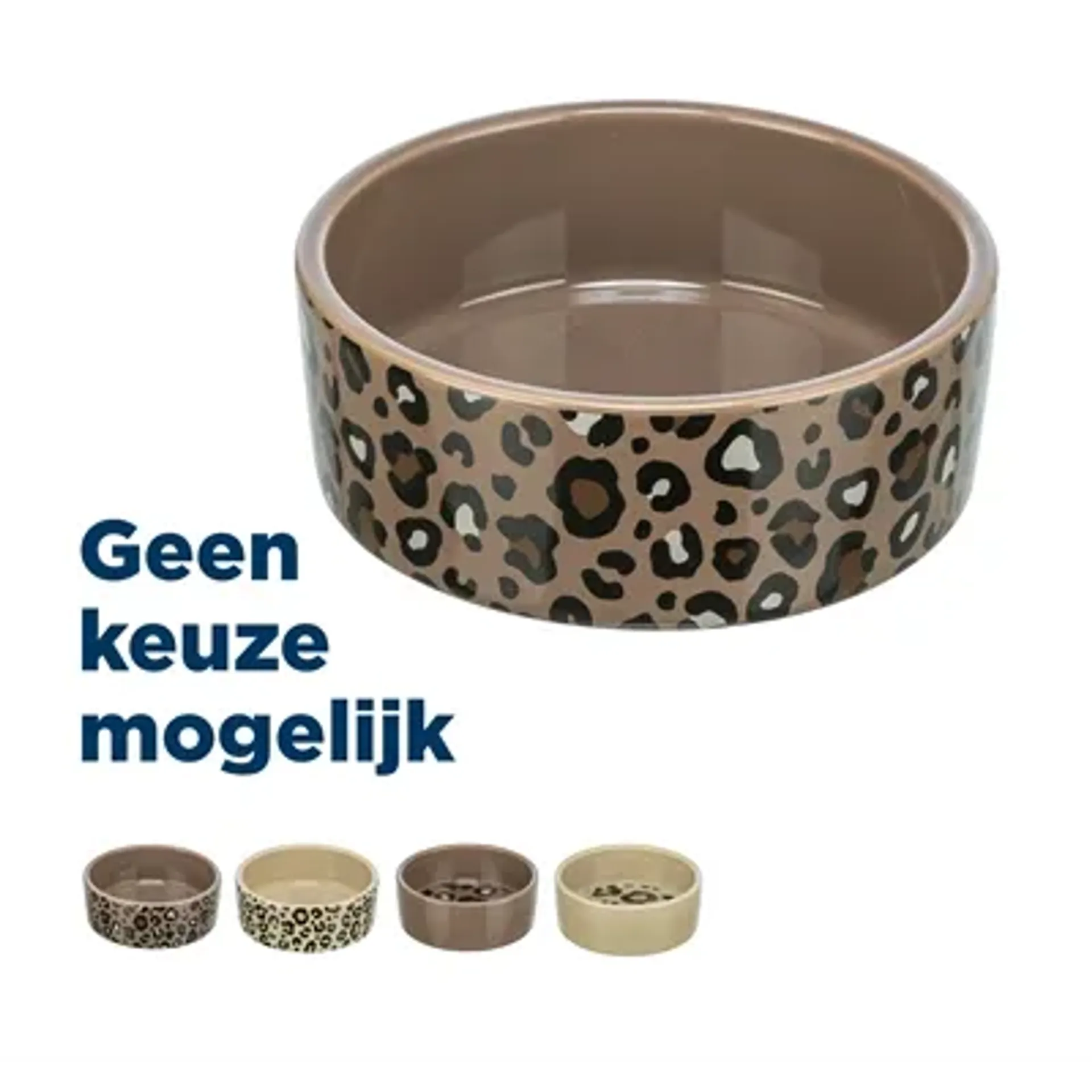 TRIXIE VOERBAK / DRINKBAK LEO KAT KERAMIEK PANTERPRINT ASSORTI 300 ML 12 CM
