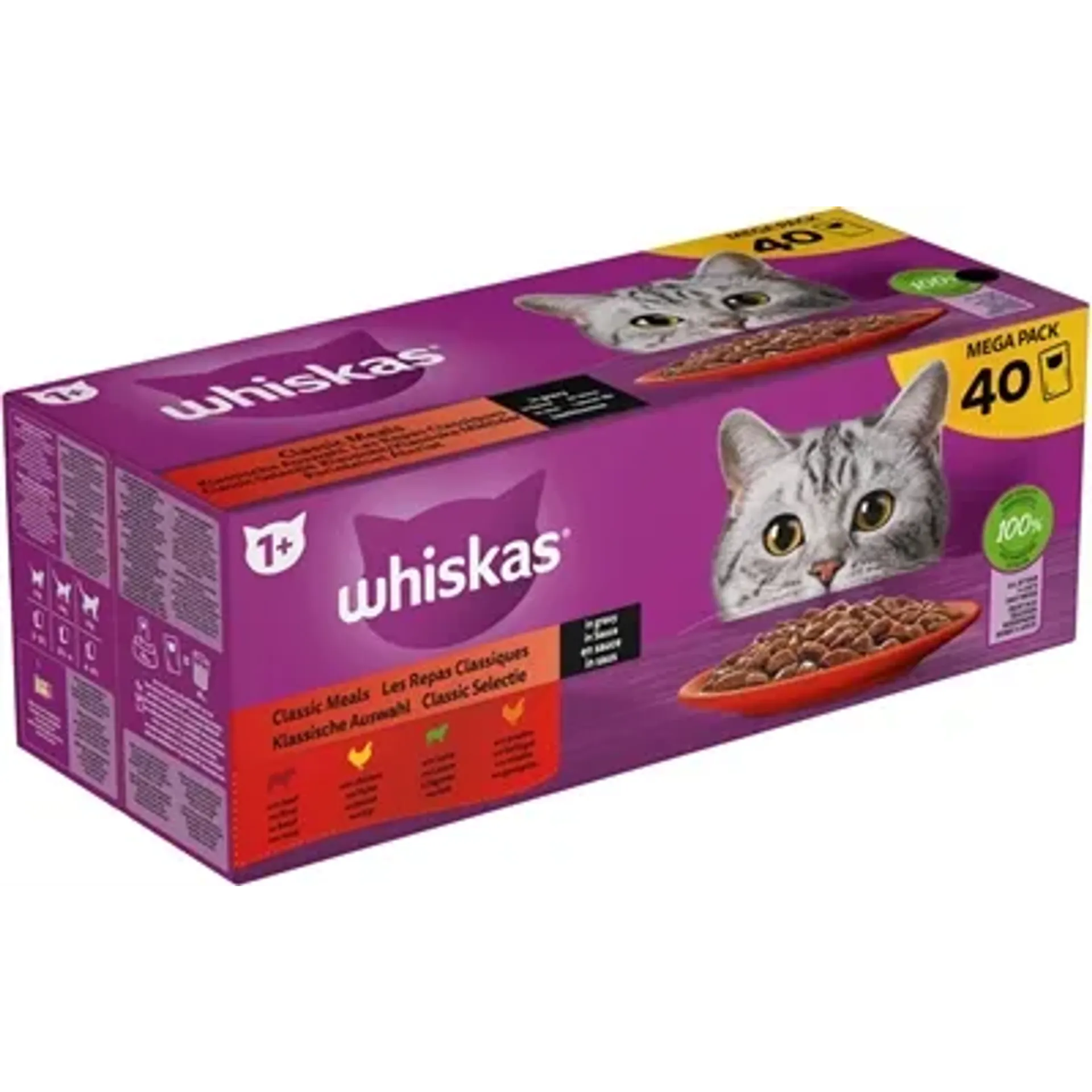 WHISKAS MULTIPACK POUCH ADULT CLASSIC SELECTIE VLEES IN SAUS 40X85 GR