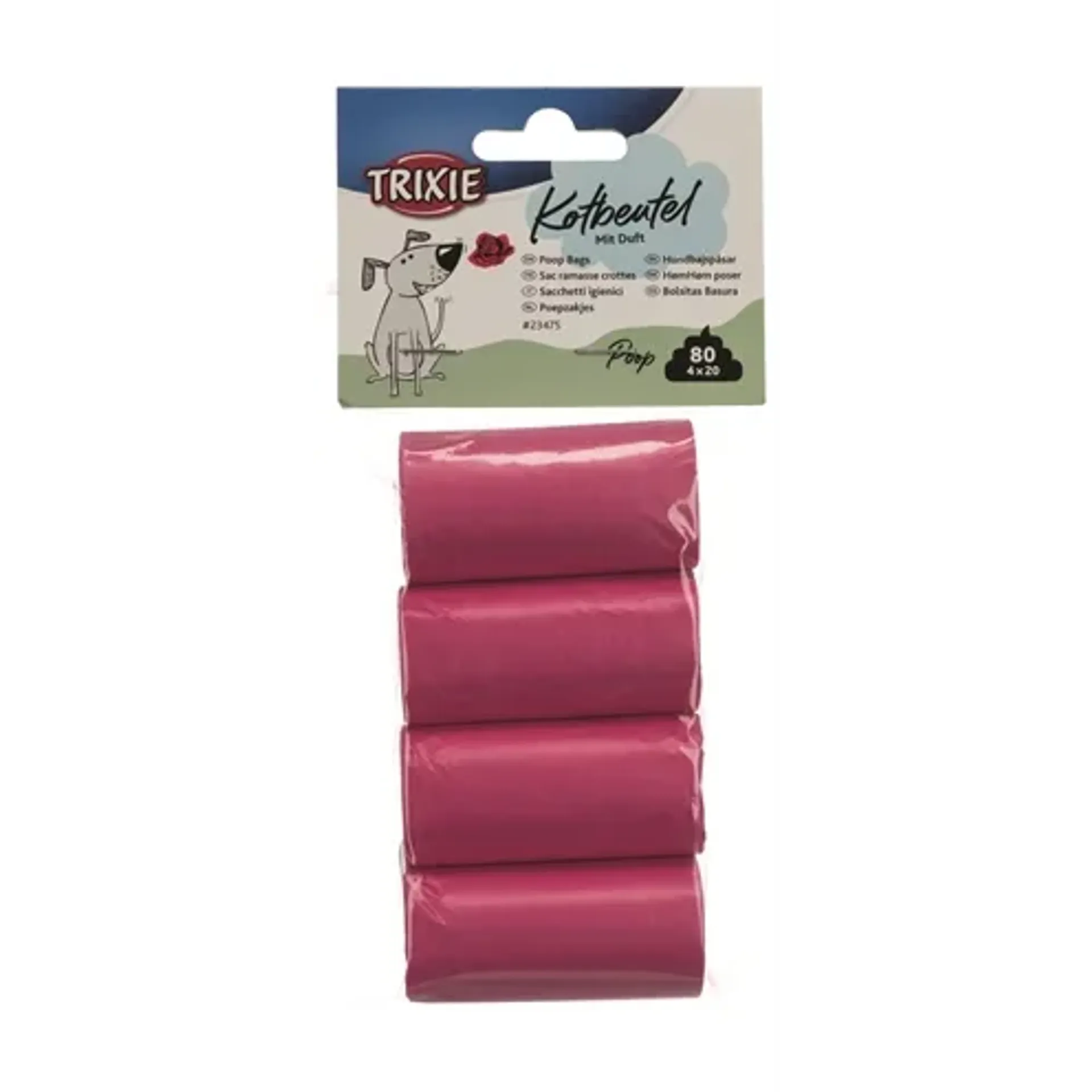 TRIXIE HONDENPOEPZAKJES ROZENGEUR ROZE 4X20 ST
