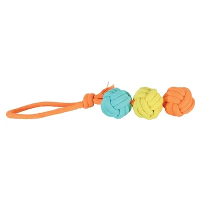 ZOLUX FLOSTOUW TWIST MET 3 TOUWBALLEN MEERKLEURIG 43X7X7 CM ZOLUX FLOSTOUW TWIST MET 3 TOUWBALLEN MEERKLEURIG 43X7X7 CM