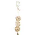 TRIXIE 3 ROTAN BALLEN MET BEL AAN TOUW NATUREL 24 CM TRIXIE 3 ROTAN BALLEN MET BEL AAN TOUW NATUREL 24 CM