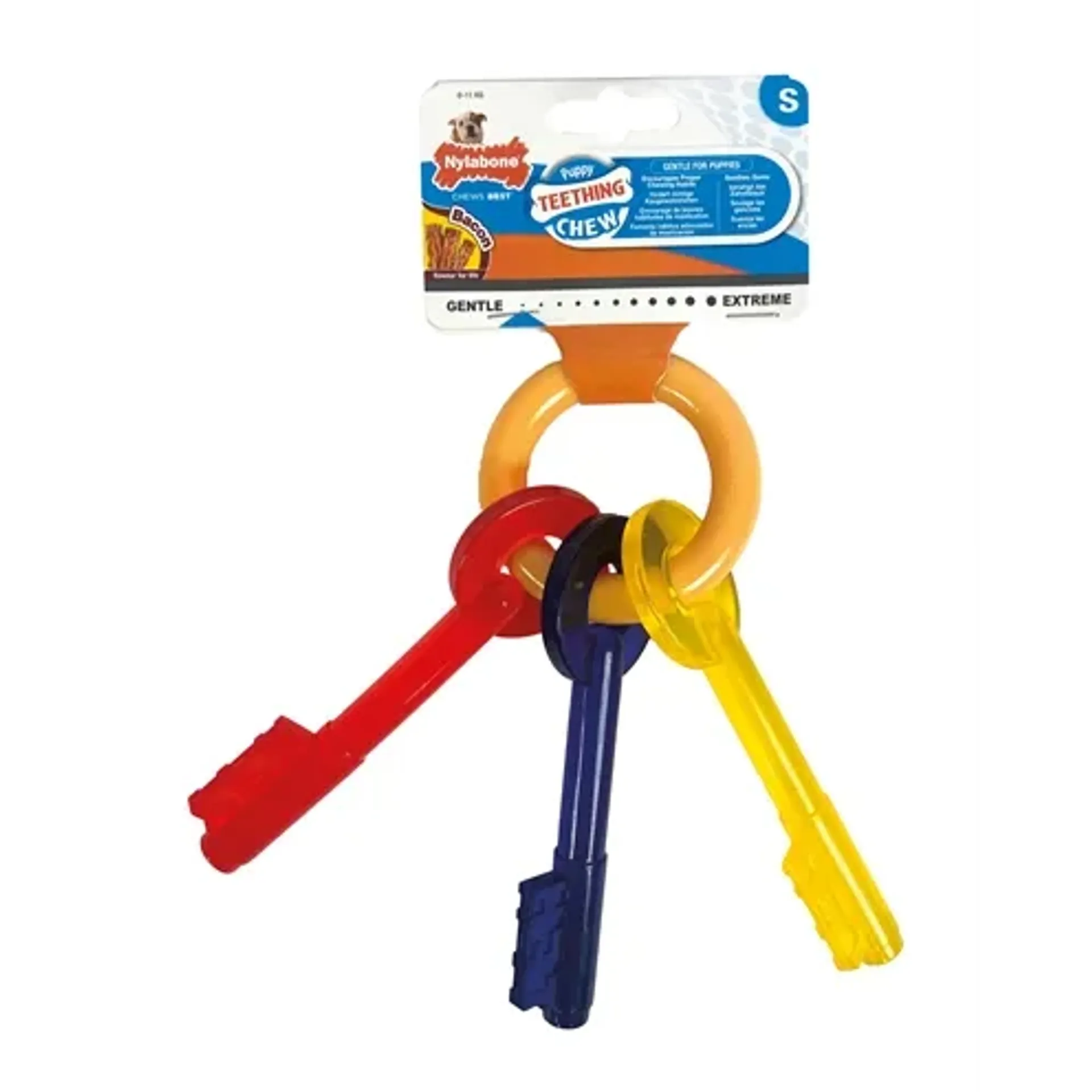 NYLABONE PUPPY CHEW BIJTSLEUTELS BACONSMAAK TOT 11 KG